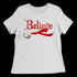 Believe Jingle Bell  Women's Relaxed Tee - White